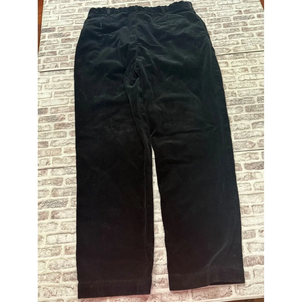 Polo Ralph Lauren Andrew Mens 38x32 Black Corduroy Pleated Baggy Wide Trousers